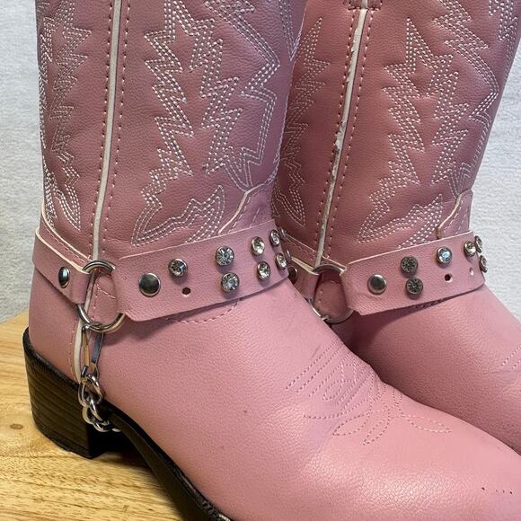 Lil' Durango Little Kid Pink Rhinestone Western Cowgirl Boots Girls Size 1 - Picture 9 of 11